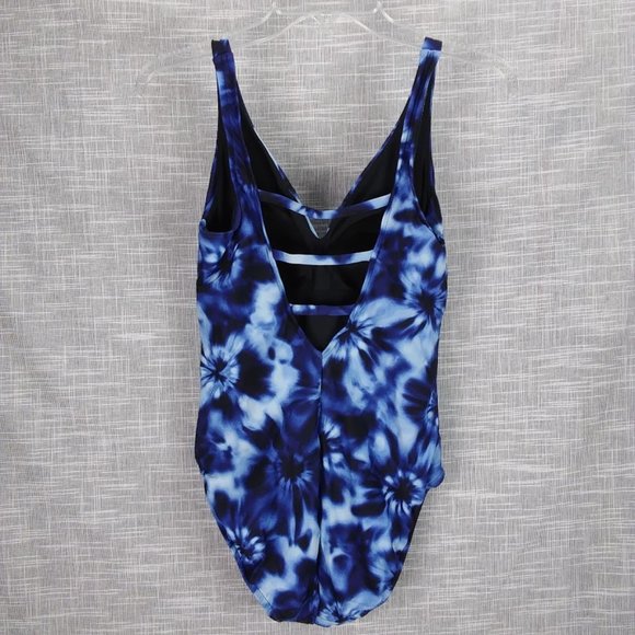 Aqua Green Blue Tie Dye One Piece Swimsuit Medium - Picture 3 of 4